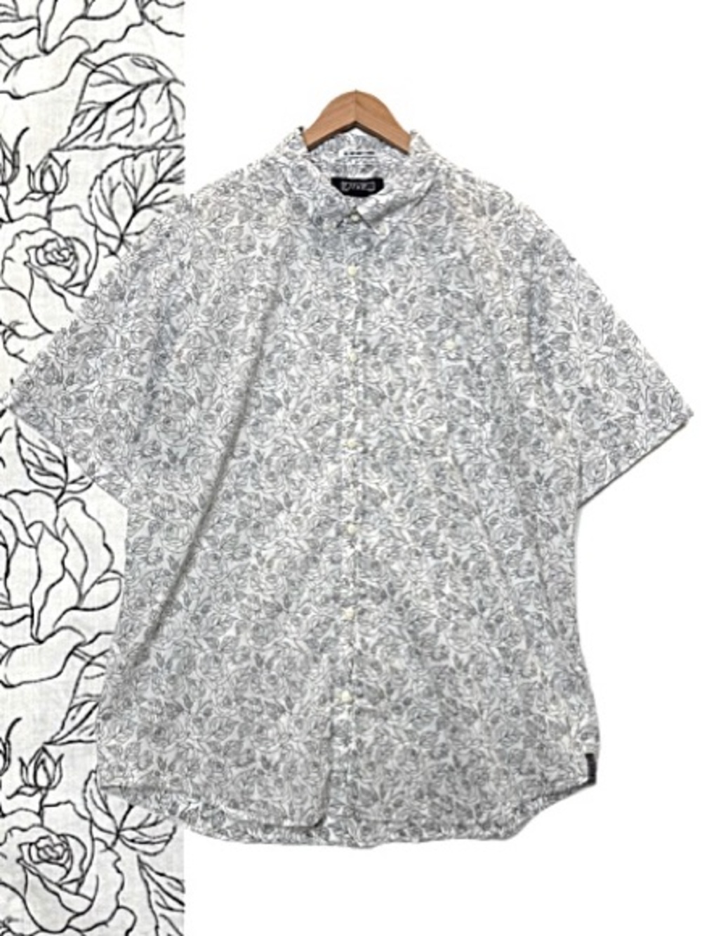 Ezekiel Mens Floral Rose Print Short Sleeve Button Down Shirt Size XL White